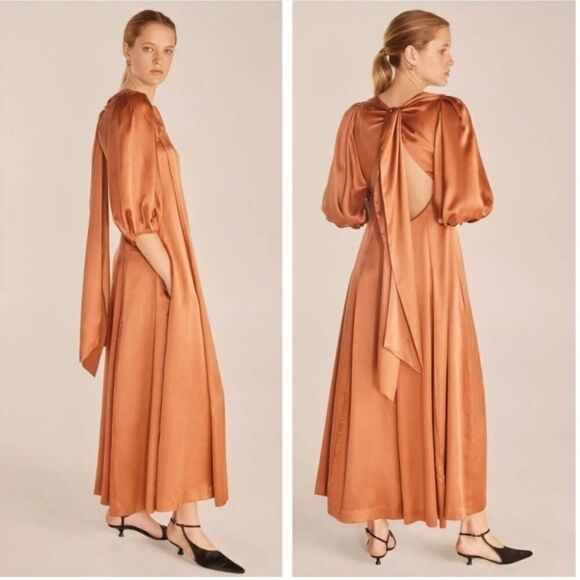 Rebecca Taylor Open Back Satin Auburn Dress in Size XS - Picture 1 of 12